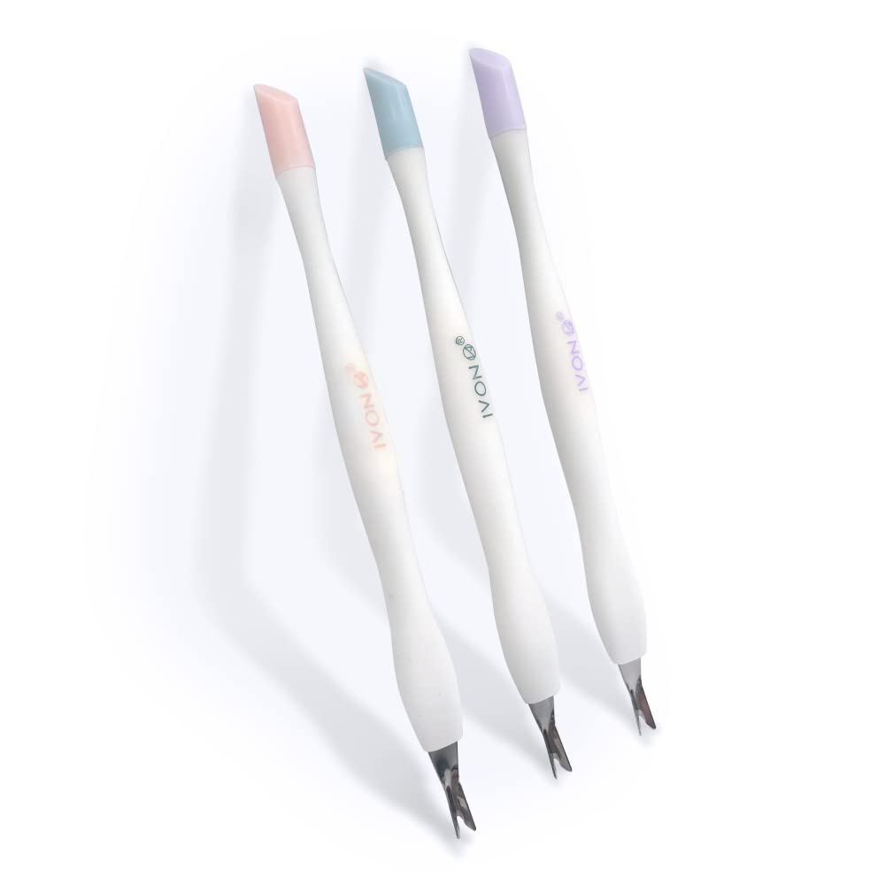 IVON Cuticle Trimmer with Pusher, 3pcs Rubber Tip Cuticle Tool for Nail Art