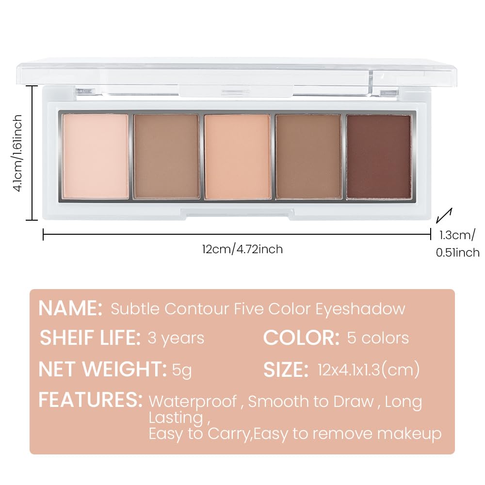 Neutral Nude Brown Eyeshadow Palette, 5 Cool Neutral Matte Shades β Off White, Beige, Light to Dark Brown β Velvety Finish, Long-Lasting, Natural Everyday Eye Makeup for Brown Eyes, 01#