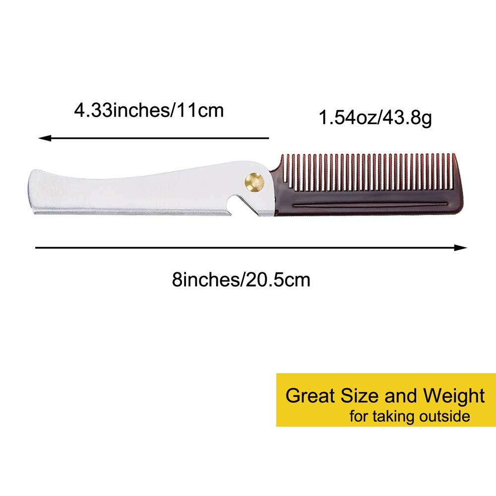 Stainless Steel Folding Comb, Pocket Comb for Men and Women, Silver