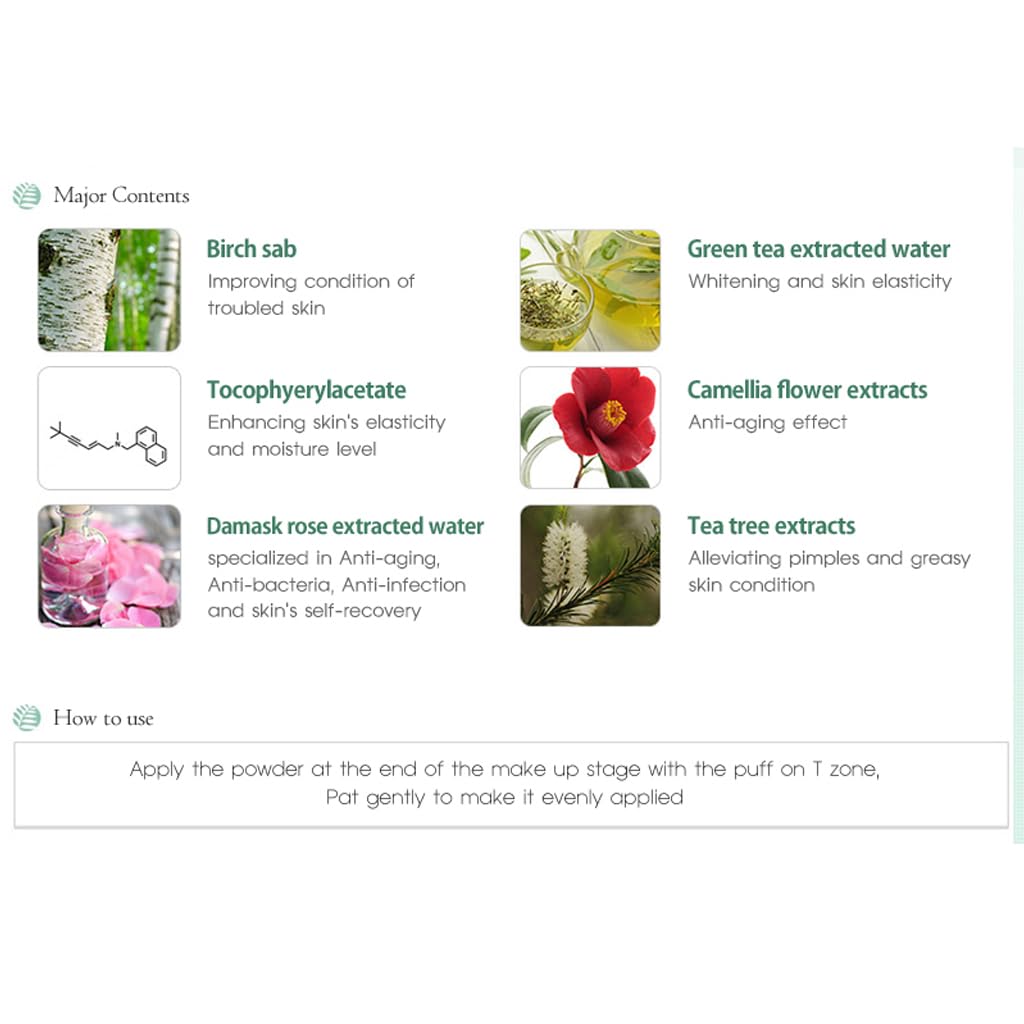 THESAEM Saemmul Perfect Pore Powder - Oil & Sebum Control Long Lasting Silky Face, Skin Soothing & Purifying with Green Tea Water and Tea Tree Extract, 0.18oz. 2 Pack