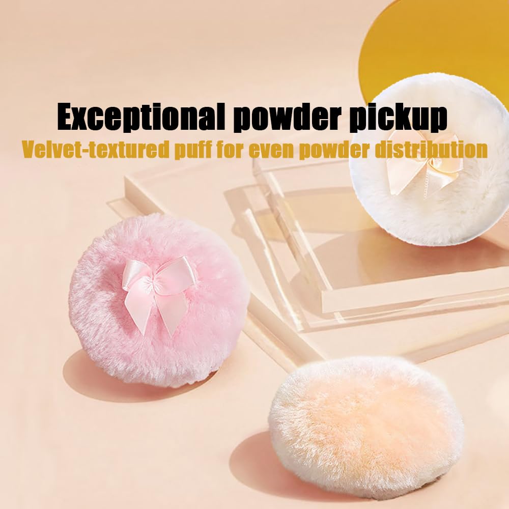 Luxury 4 Inch Glass Loose Powder Container with 2 Soft 3.5" Puffs|Non-Sealed Refillable Organizer Storage for Body Powder Makeup & Jewelry & Setting Applicator(Crown-Dazzling Color)