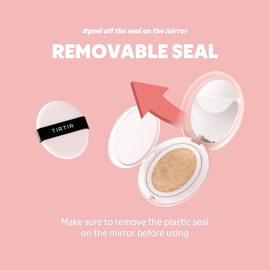 TIRTIR Mask Fit All Cover Pink Cushion Foundation | High coverage, Velvety Matte Finish, Lightweight, Flawless, Corrects Redness, Korean Cushion (#35N Walnut, Full Size, 0.63 Fl Oz)