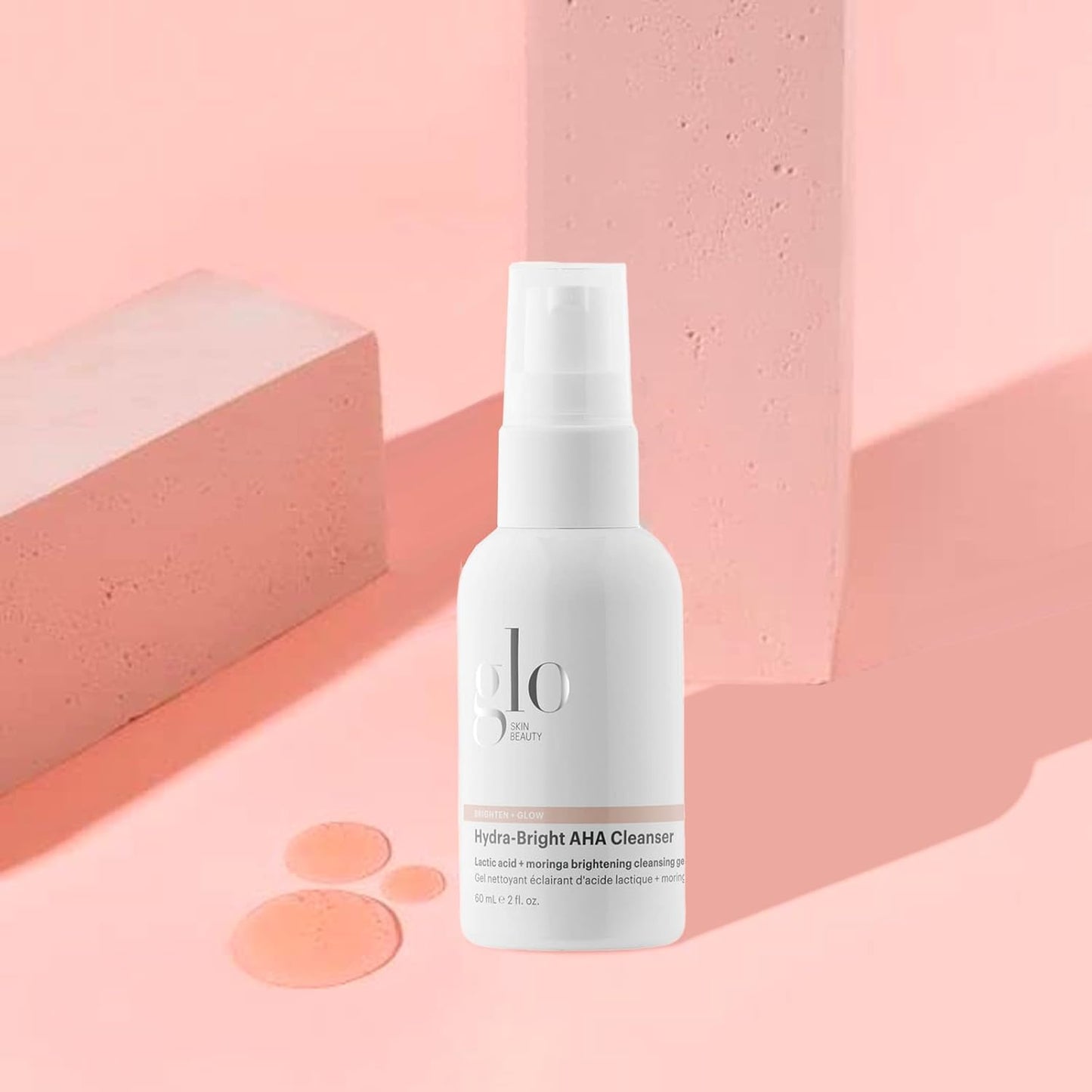 Glo Skin Beauty Hydra-Bright AHA Cleanser, Travel Size - Foaming Gel Cleanser Removes Makeup, Gently Exfoliates, Hydrates and Brightens Skin (2 Fl Oz)