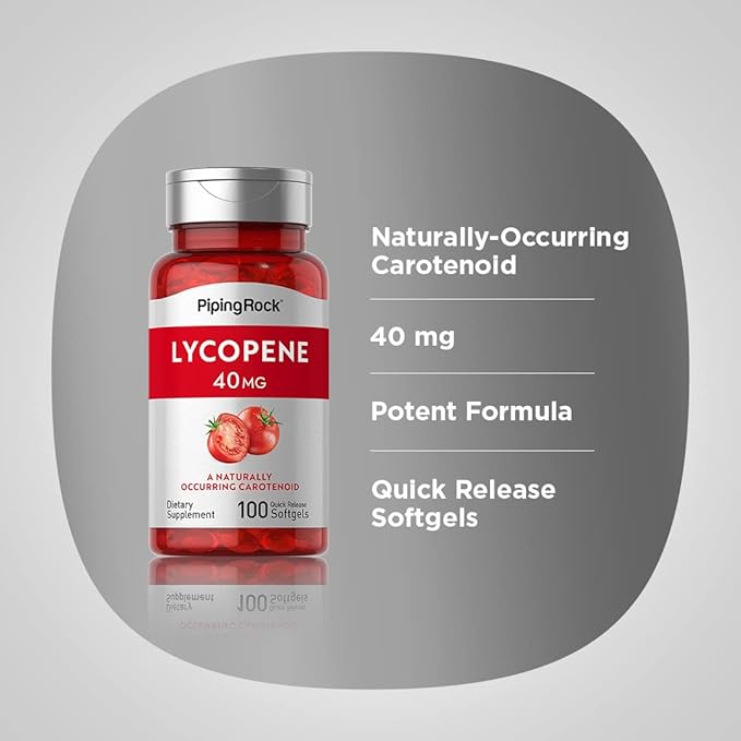 Piping Rock Lycopene Supplement | 40mg | 100 Softgels | Carotenoids | Non-GMO, Gluten Free