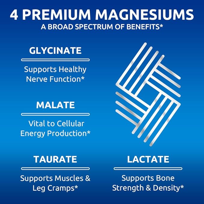 Zentastic 4-in-1 Magnesium Complex - Chelated Magnesium Glycinate, Malate, Taurate & Lactate - High Absorption for Nerves, Immune, Bones, Muscles - Magnesium Supplement - 120 Magnesium Capsules
