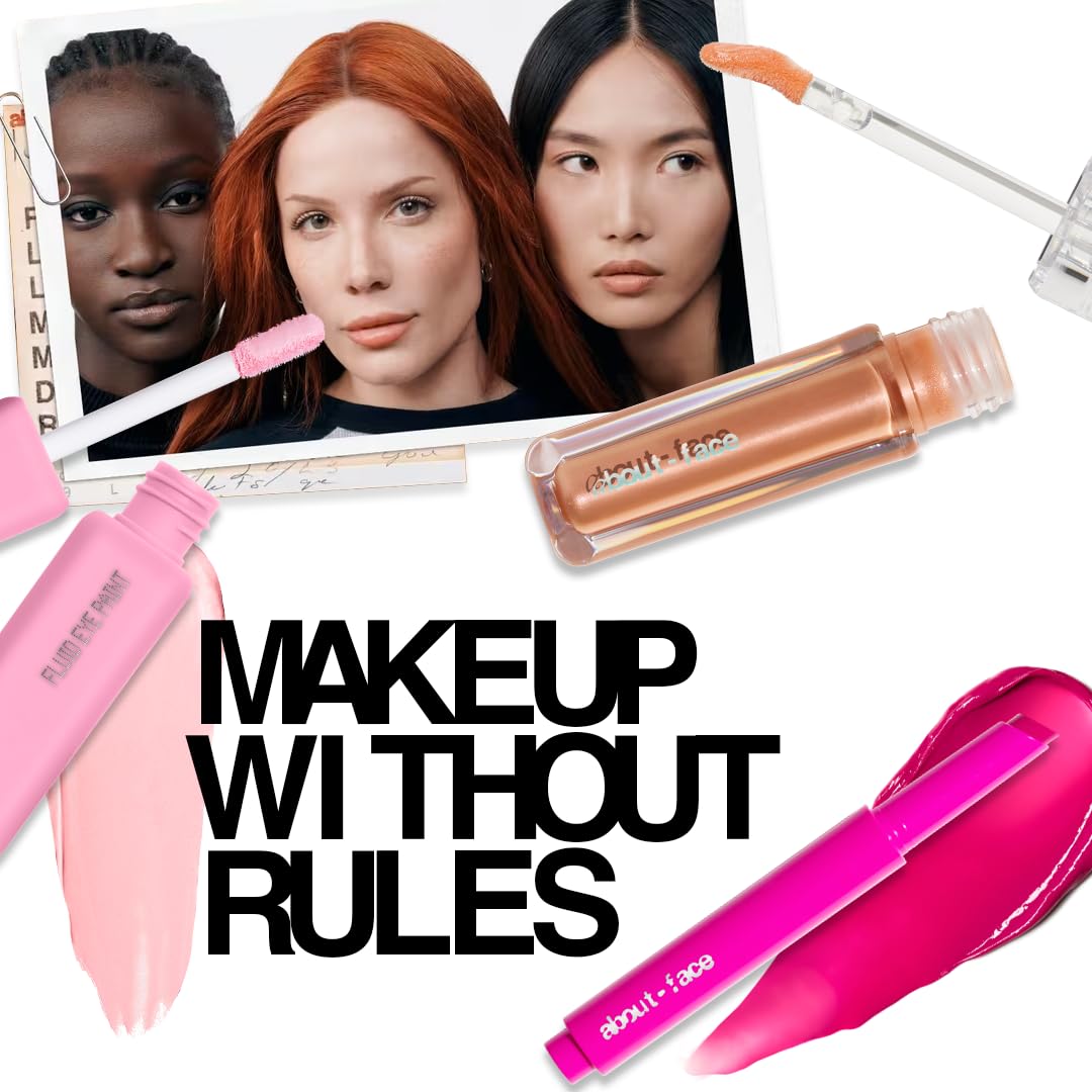 about-face Light Lock Lip Gloss Dare To Bare – Non-Sticky, High-Shine Lip Oil Gloss with Coconut Oil, Peppermint & Lavender – Vegan, Cruelty-Free, Clean Beauty – 0.21 oz (Caramel)