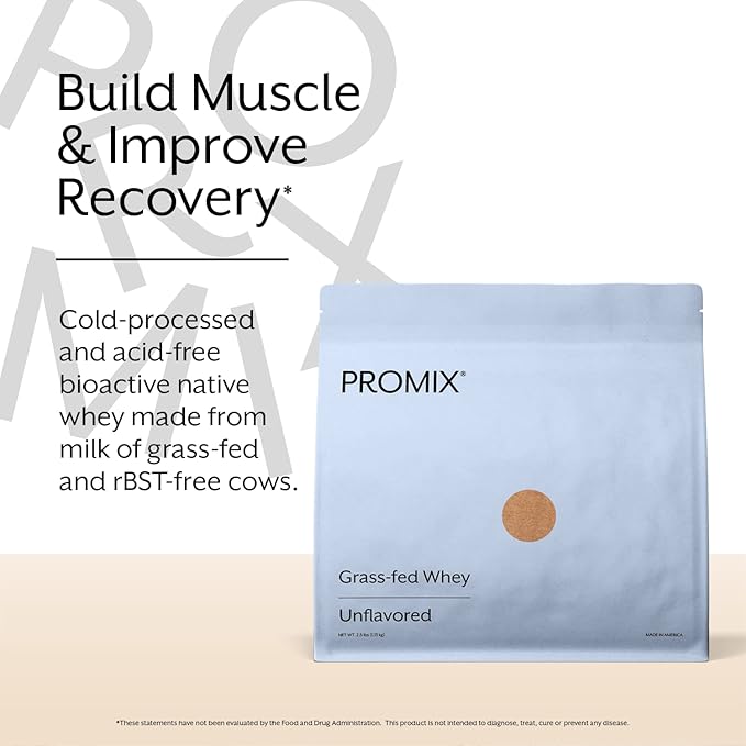 Promix Whey Protein Powder, Unflavored - 2.5lb Bulk - Grass-Fed & 100% All Natural - Post Workout Fitness & Nutrition Shakes, Smoothies, Baking & Cooking Recipes - Gluten-Free & Keto-Friendly