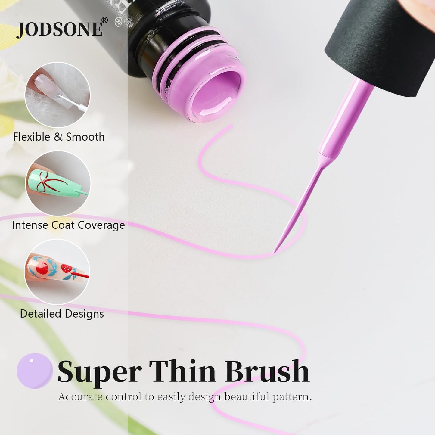 JODSONE Gel Polish Nail Art Gel Liner Set 20 Colors Red Pink Blue Purple with Thin Brush Need U V Lamp Cured Gift for Girls at Home Salon Design