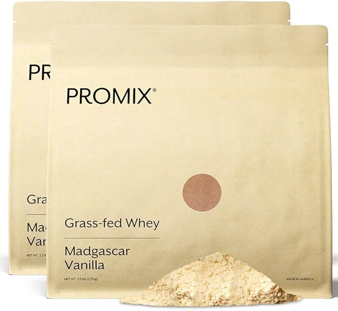 Promix Whey Protein Powder, Vanilla - 5lb Bulk - Grass-Fed & 100% All Natural - Post Workout Fitness & Nutrition Shakes, Smoothies, Baking & Cooking Recipes - Gluten-Free & Keto-Friendly