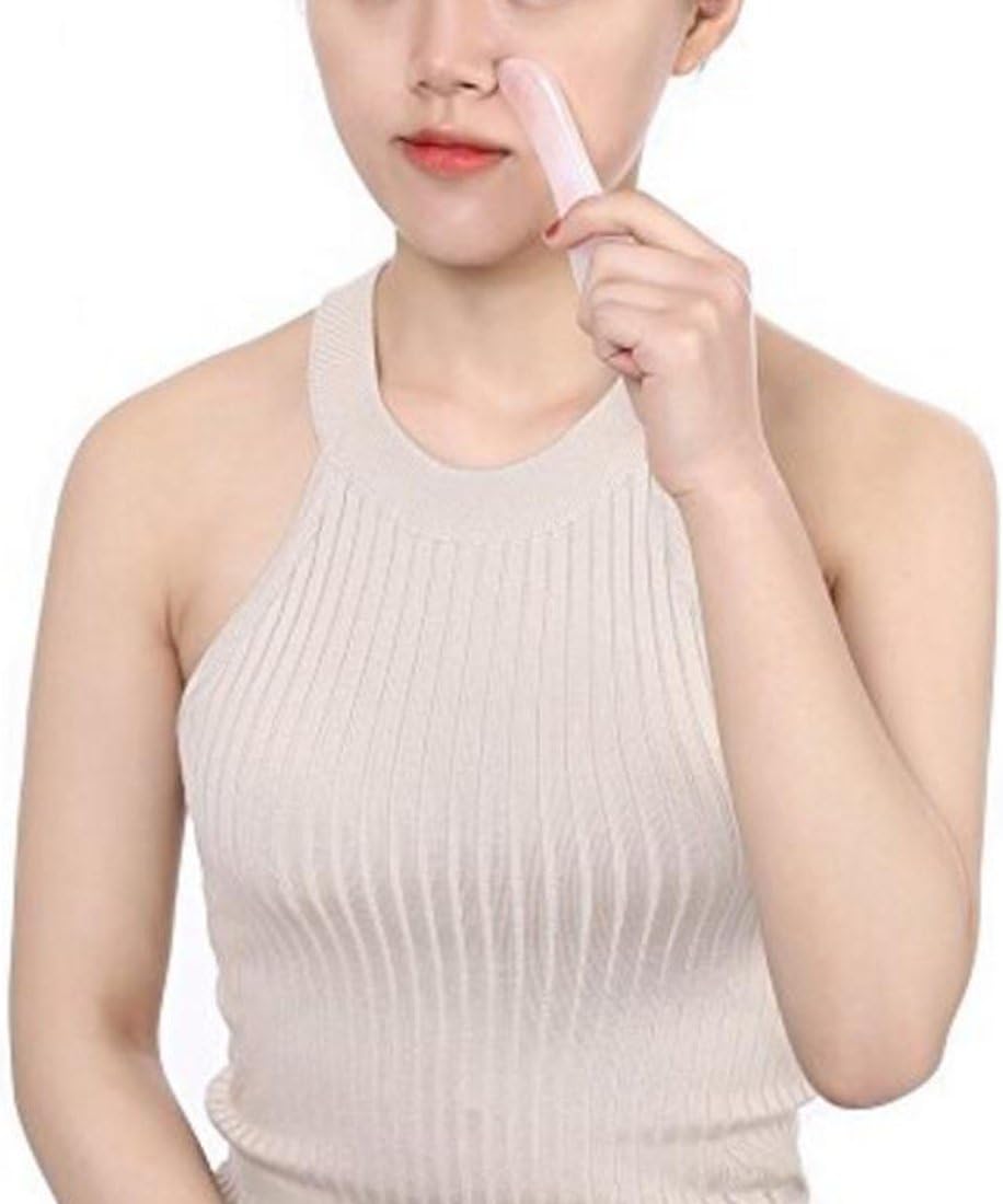 Feng Shui Pink Rose Quartz Gua Sha Board-Therapeutic Relief and Skin Renewal -Premium All Natural Handmade Healing Stone W3462