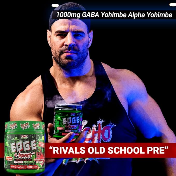 Psycho Pharma Strongest High Stim Preworkout Powder - Edge of Insanity - Most Intense Pre Workout Supplement for Pumps, Strength, Energy and Feel Good Focus. Rivals Famous PWOs of The Past