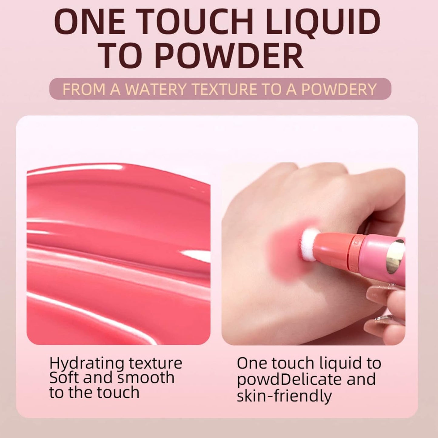Liquid Blush Makeup Wand, Velvet Cream Blush Stick for Cheeks and Lips, Blush and Highlighter Stick, Easily Blendable, Long-Wearing, Smudge Proof