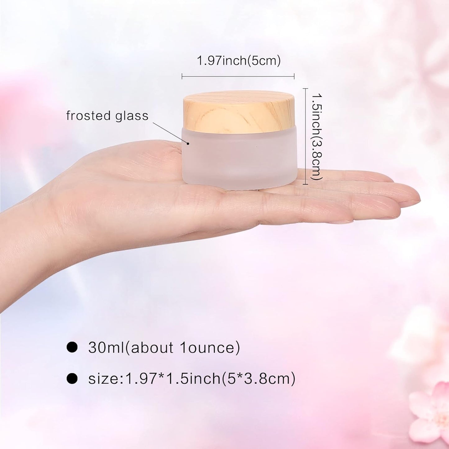 30 Gram/ml Glass Cosmetic Containers with lids,Round Frosted Glass Jars with Leakproof lids,Small Empty Glass Sample Jars for Makeup Lip Scrub Balm Lotions Sample Eye Creams DIY (4 PACK 30ML)