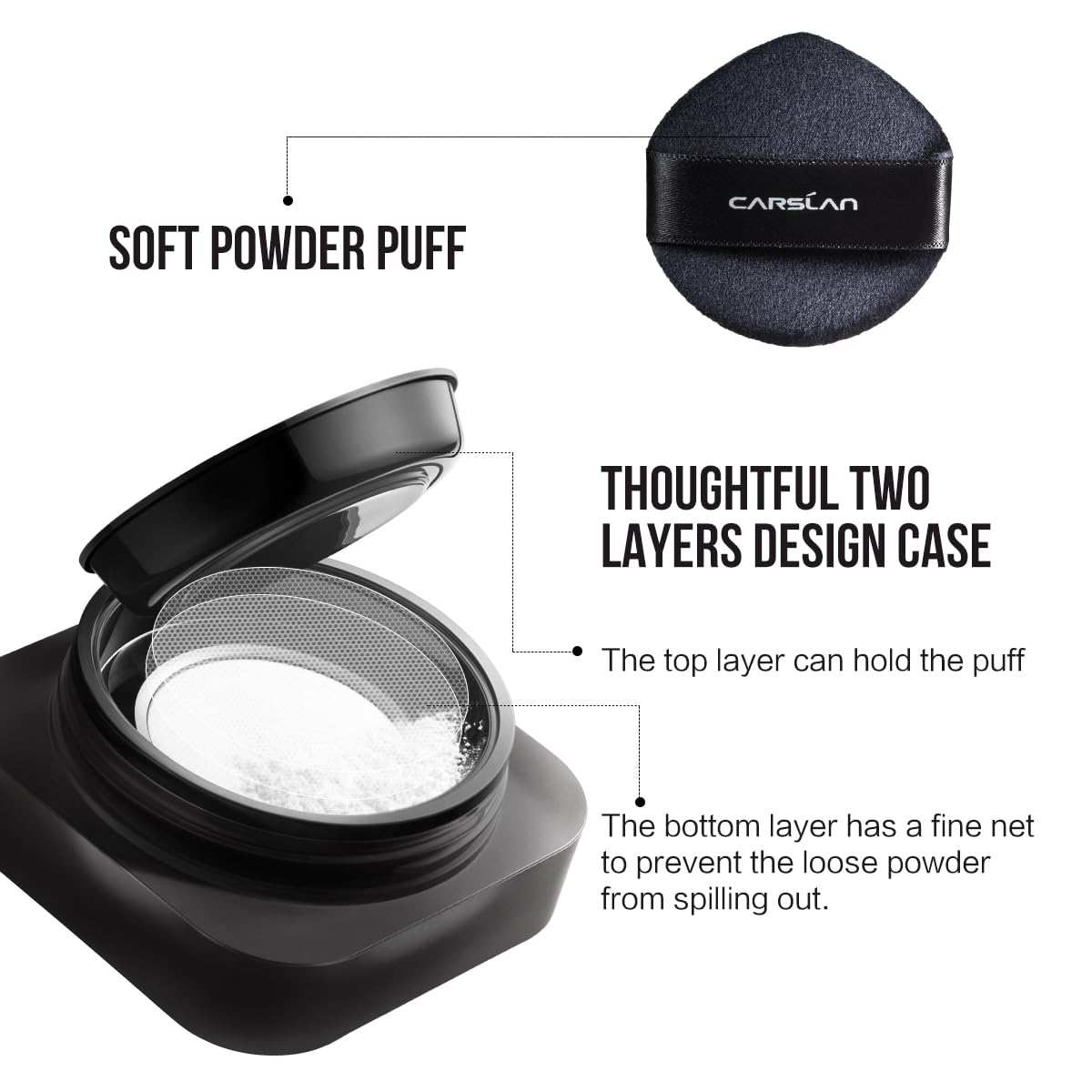 Soft Focus Loose Setting Powder, Waterproof, Matte, Oil Control, Shine Free, Talc-Free Face Powder Makeup, 24H Longwear Finishing Powder, 03 Light Purple