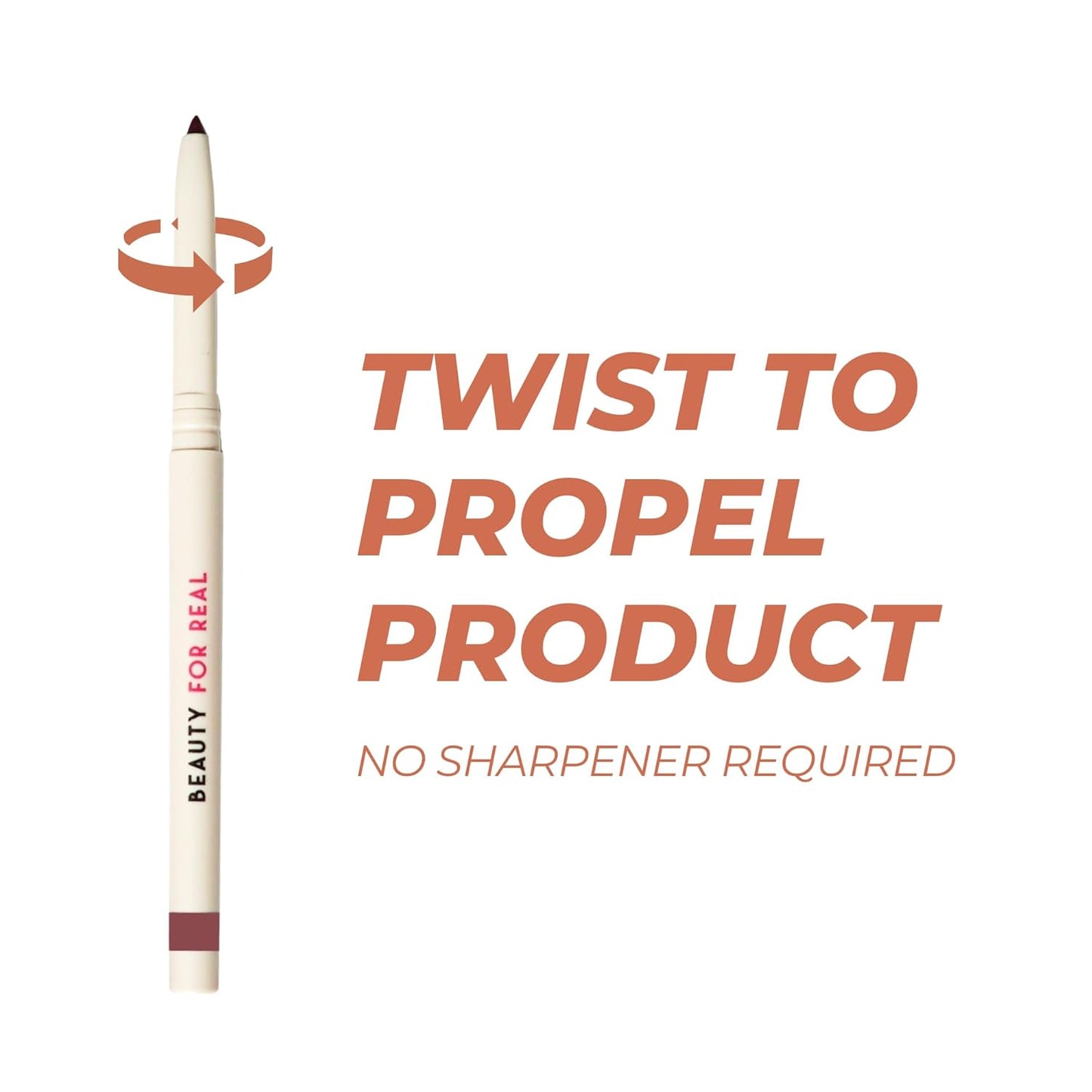 Beauty For Real D-Fine Lip Liner Pencil, Universal Warm - Universal, Long-Wear Shade - Define, Enhance & Perfect Lip Shape - Creamy Texture for Easy Application - No Sharpener Required - 0.012 oz