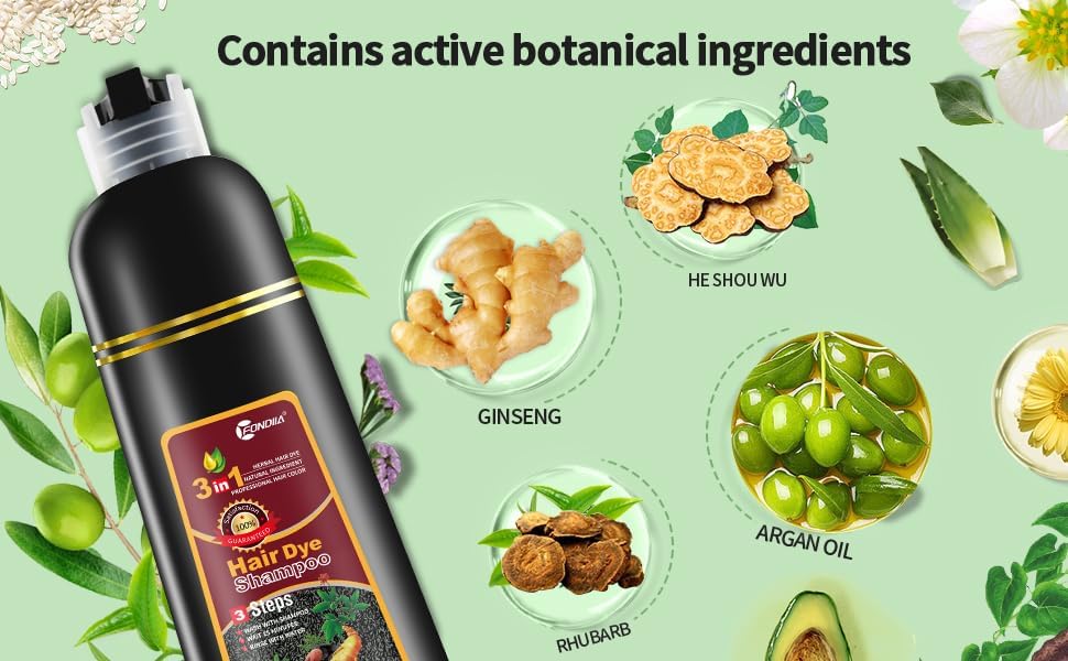 Leorx 3 In 1 Wine Red Color Hair Dye shampoo, For Refresh and Instant Herbal Coloring For Women&Men - Tintes Para El Cabello Profesional