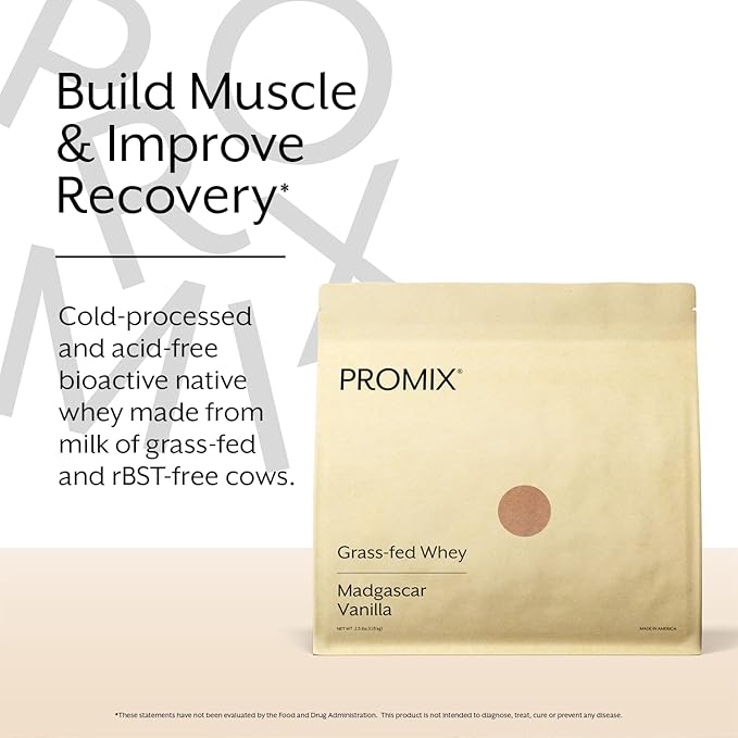 Promix Whey Protein Powder, Vanilla - 2.5lb Bulk - Grass-Fed & 100% All Natural - Post Workout Fitness & Nutrition Shakes, Smoothies, Baking & Cooking Recipes - Gluten-Free & Keto-Friendly