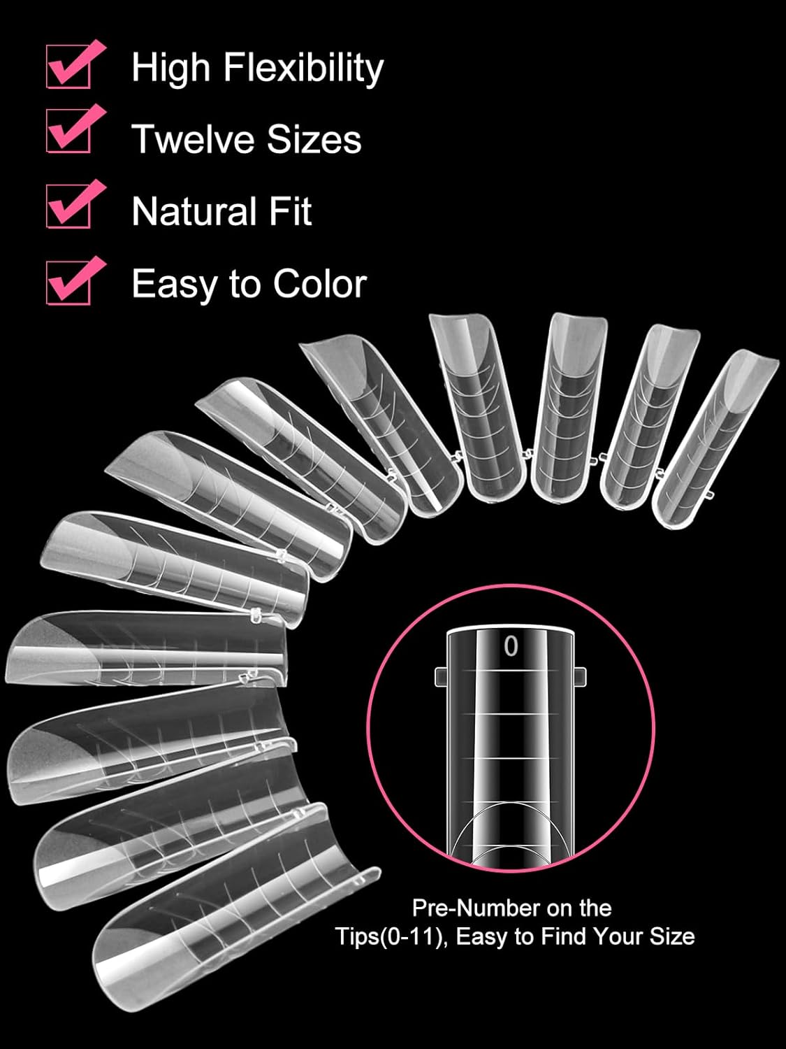 EBANKU 288Pcs Matte Dual Nail Forms, Clear Poly Gel Nail Molds Square Full Cover Coffin Nail Tips Extension Forms for Gel Manicure Nail Art Design Salon&DIY-12 Sizes