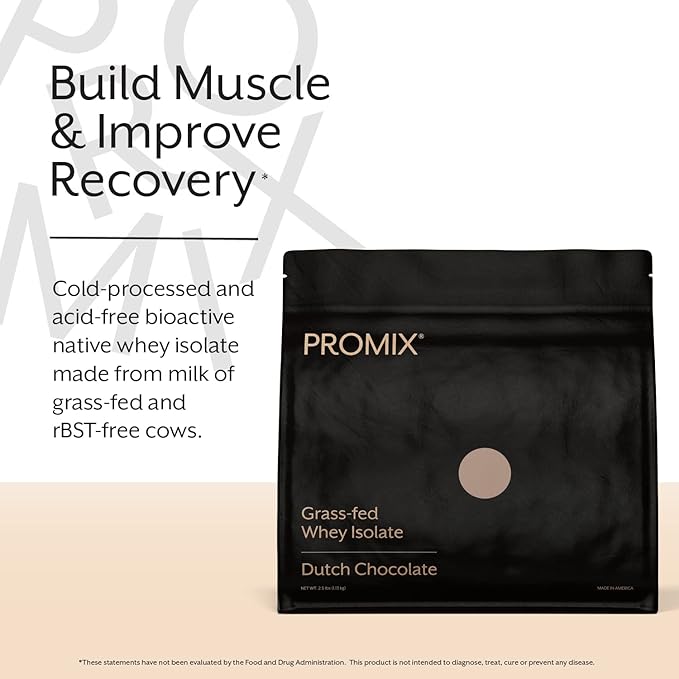 Promix Whey Protein Isolate Powder, Chocolate - 5lb Bulk - Grass-Fed & 100% All Natural - Post Workout Fitness & Nutrition Shakes, Smoothies, Baking & Cooking Recipes - Gluten-Free & Keto-Friendly