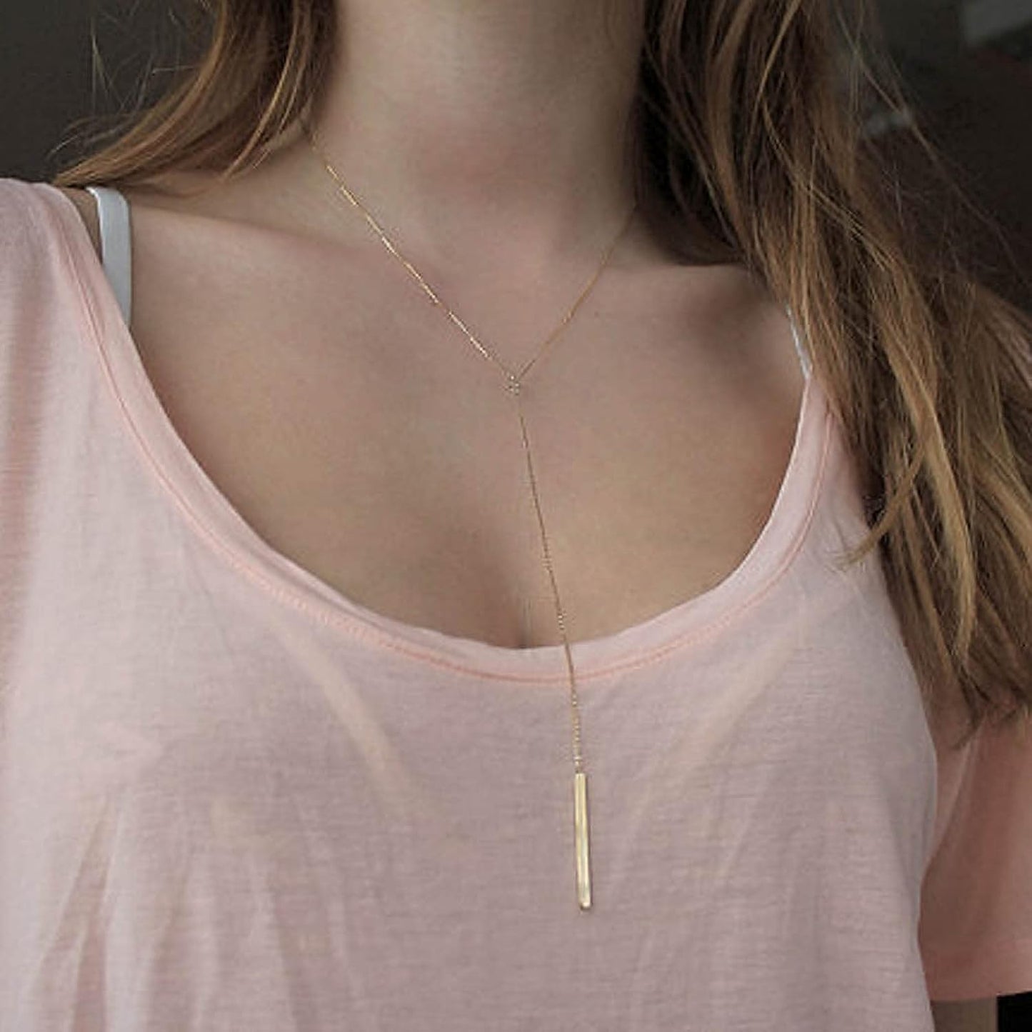 Boho Long Bar Necklace Choker Y Lariat Necklace Chain Minimalist Drop Necklace Jewelry for Women and Girls