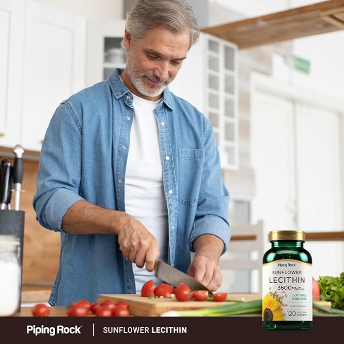 Piping Rock Sunflower Lecithin Softgel Capsules | 3600 mg | 120 Count | Rich in Phosphatidylcholine | Soy Free, Non-GMO, Gluten Free