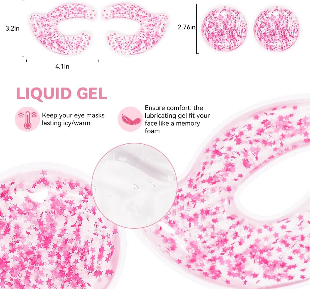 Reusable Eye Face Patches 6 Pairs, Gel Eye Pads Cold Warm Eye Compress and Silicone Under Eye Face Patches for Reduce Puffiness Circles Wrinkle Cooling Eye Mask Ice Packs with Tin Case