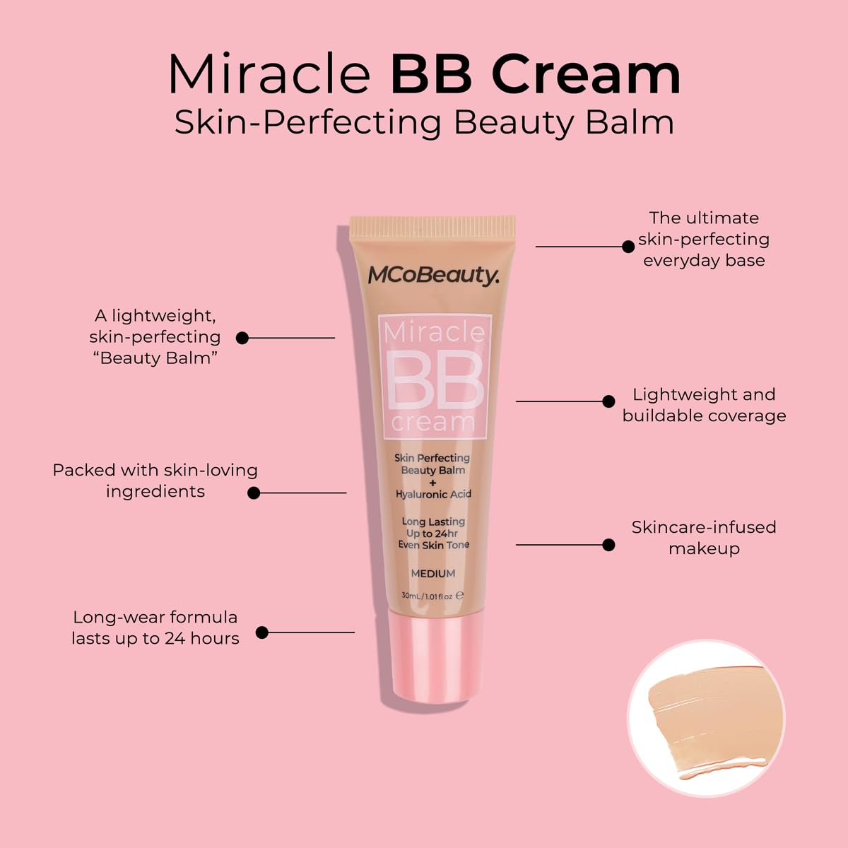 MCoBeauty Miracle BB Cream, Natural Tan, Skin-Perfecting Coverage for Effortless Beauty, Vegan, Cruelty Free Cosmetics