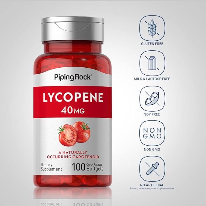 Piping Rock Lycopene Supplement | 40mg | 100 Softgels | Carotenoids | Non-GMO, Gluten Free