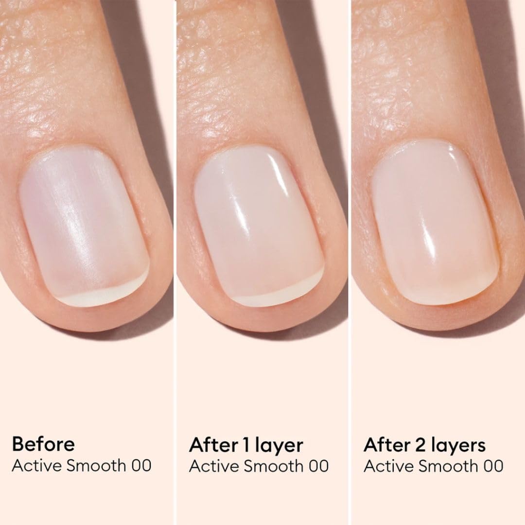 Manucurist Active Smooth 00 Nail Concealer Polish & Care - 2 in 1 Nude Nail Polish : Nail Strengthener and Growth - No Lamp - Ridge Filler for Nails - Natural Rosé Nail Polish