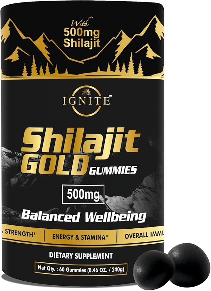Pure Himalayan Shilajit Gummies - High Potency Gold Grade, 100% Shilajit, 75%+ Fulvic Acid for Energy Boost & Immune Support, Travel-Friendly, Tamarind Flavor - 60 Gummies