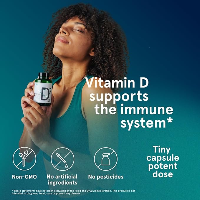 Puori Vitamin D3 with Organic Coconut Oil - 120 x 2500 IU - for Healthy Muscle Function, Bone Health, Immune Support and Calcium Uptake- Non-GMO and Gluten Free - For Children and Adults