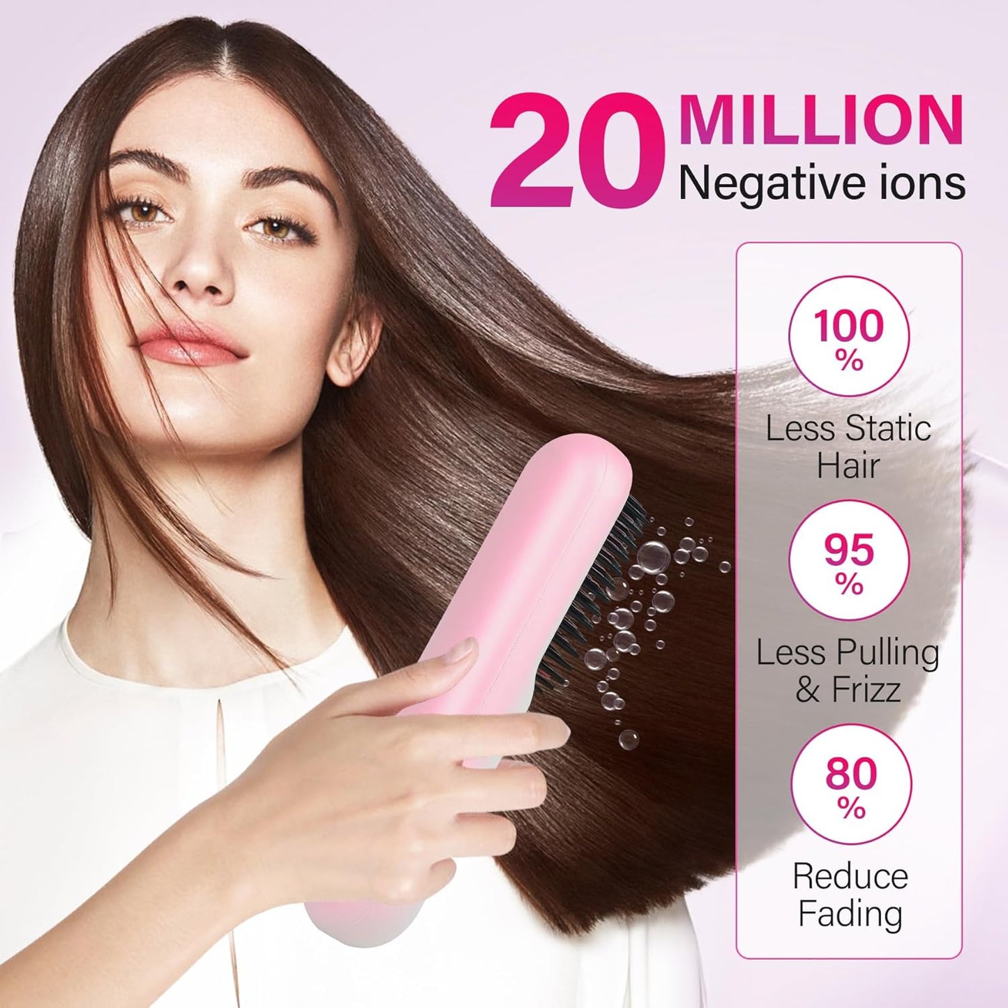 Rechargeable Hot Hair Brush Straightener Heat Pressing Combs Ceramic Electric Straightening Comb, Anti Burn for Natural Black Hair Beard Wigs Holiday Gifts