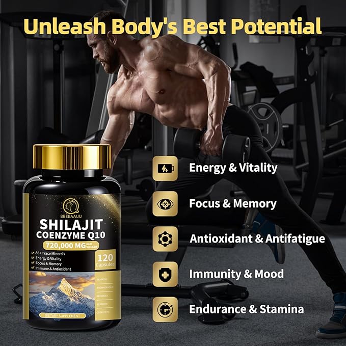 Shilajit Capsules with Sea Moss & Ashwagandha for Men & Women,12 in 1 Himalayan Shilajit Supplements with Coenzyme Q10, Fulvic Acid & Humic Acid, Lion's Mane, Energy & Immune Support , 120 Count