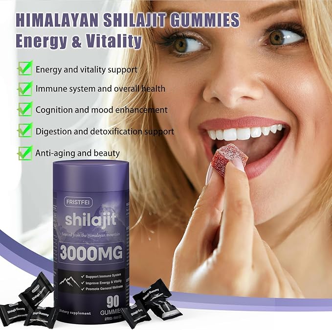 Pure Himalayan Shilajit Gummies for Men & Women - 100% Natural & Organic | 85+ Trace Minerals & Fulvic Acid | 90 Count | Individually Packaged