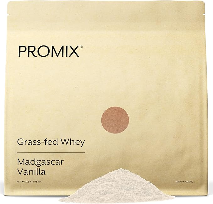 Promix Whey Protein Powder, Vanilla - 2.5lb Bulk - Grass-Fed & 100% All Natural - Post Workout Fitness & Nutrition Shakes, Smoothies, Baking & Cooking Recipes - Gluten-Free & Keto-Friendly