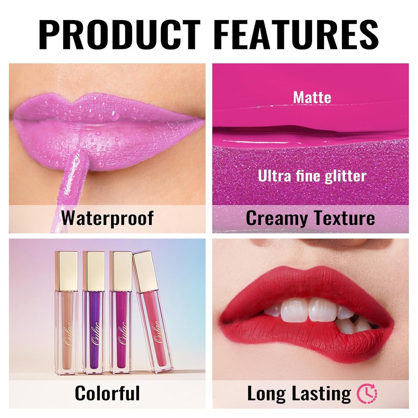 Oulac Matte Liquid Pink Lipstick for Women, Long Lasting Lipstick Waterproof Lip Stain, No Transfer, Creamy High Pigmented Formula with Rose Oil, Vegan & Cruelty-Free, Pink M09