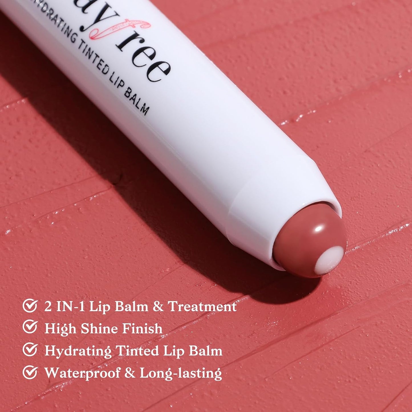 Tinted Lip Balm Plumper, Glossy, Pump Lips, Lightweight, Moisturize & Tint with Jojoba Seed Oil, Vegan Lipbalm Lip Care, Tang Peony