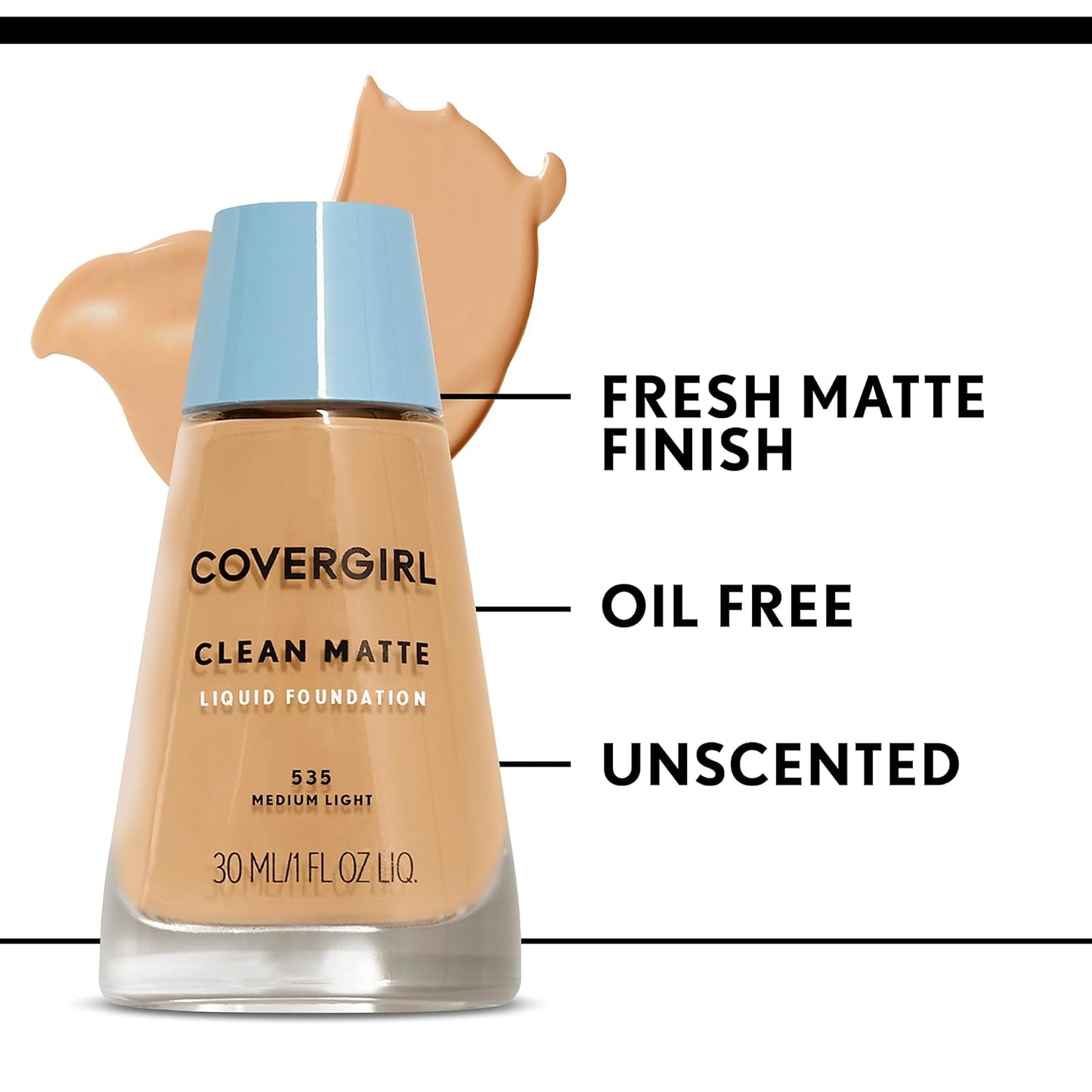 COVERGIRL Clean Matte Liquid Foundation Buff Beige 525, 1 oz (packaging may vary)