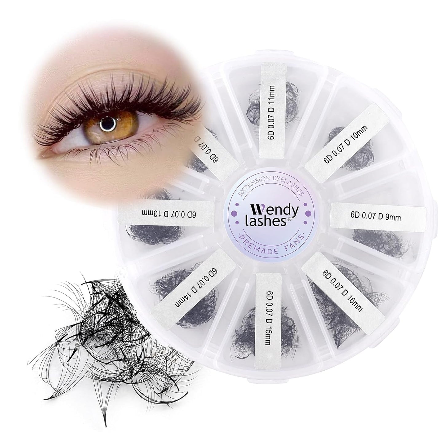 Pre-made Fans Eyelash Extension 500+6D Loose Volume Fans D Curl Premade Volume Fans 9-16mm