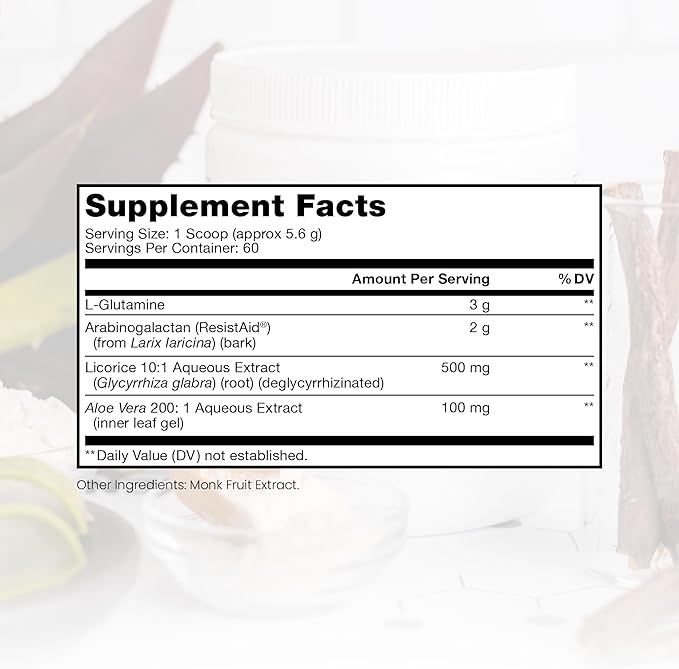 Pure Therapro Rx Leaky Gut Defense - Gut Health Support Supplement with L-Glutamine, Licorice Root Extract, Aloe Leaf, Arabinogalactan, Health Powder Drink for Men and Women- (60 Servings, 336g)