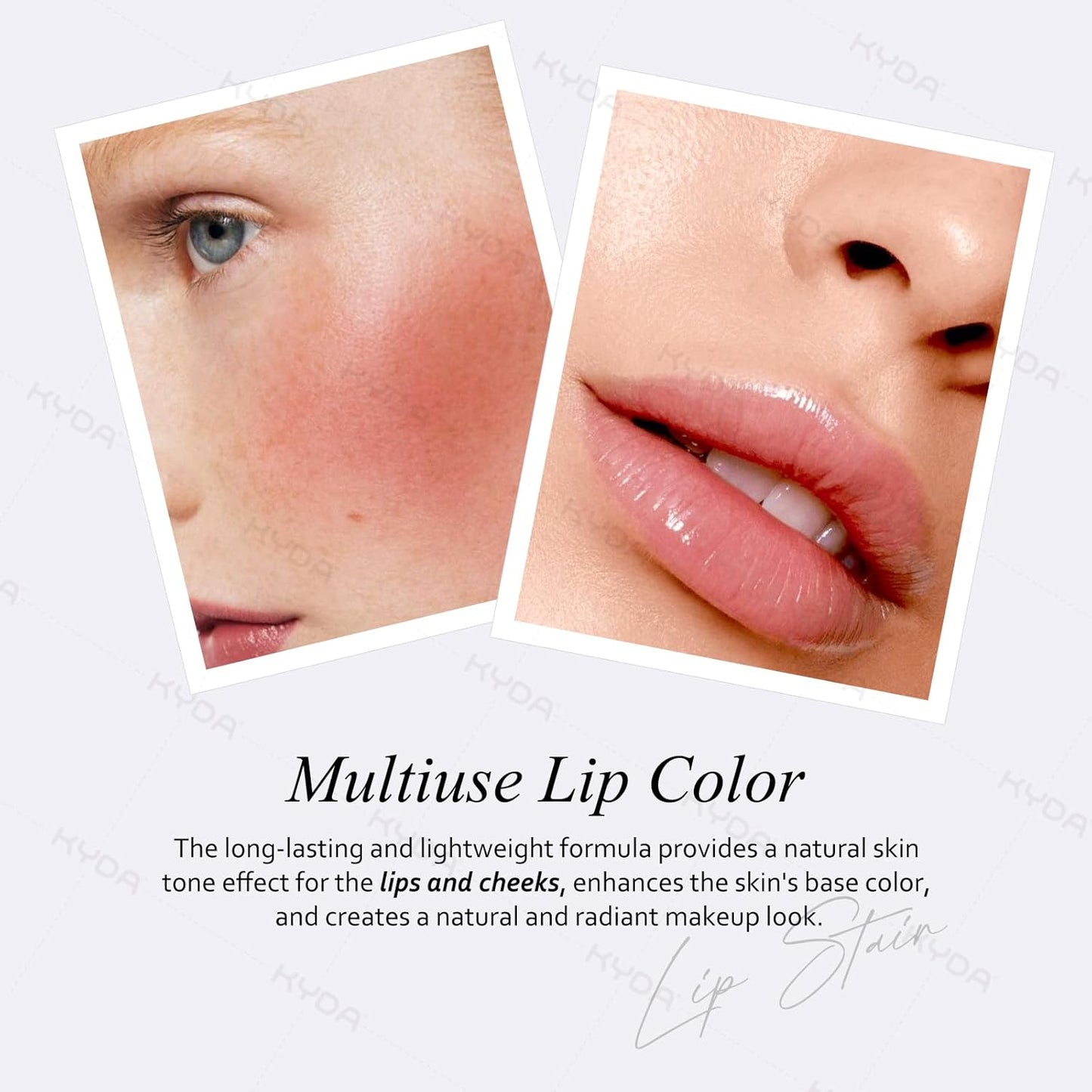 KYDA PH-Activated Lip and Cheek Stain, PH Color Changing Formula for Lasting Custom Lip Color, Keep Lips Soft and Moisturizing with Avocado Oil, Multiuse Color Balm, PINK