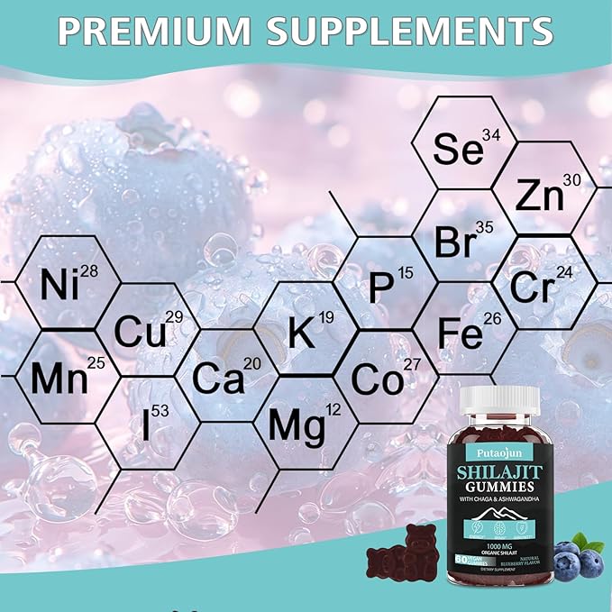 Shilajit for Man,Woman & Kid.Shilajit Gummies or shilajit Supplement.1000mg Shilajit,200mg Ashwagandha,200mg Chaga,100mg Ginseng,100mg Saw Palmatto,60mg Black Seed Oil