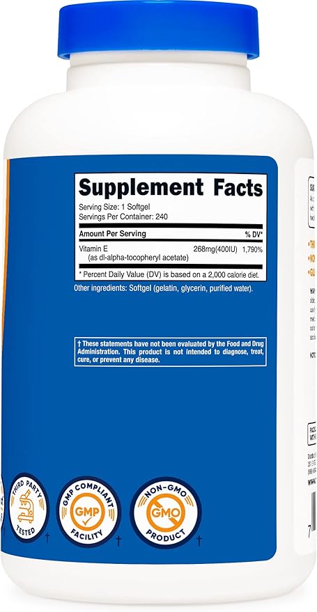 Nutricost Vitamin E 400 IU, 240 Softgel Capsules (2 Bottles)