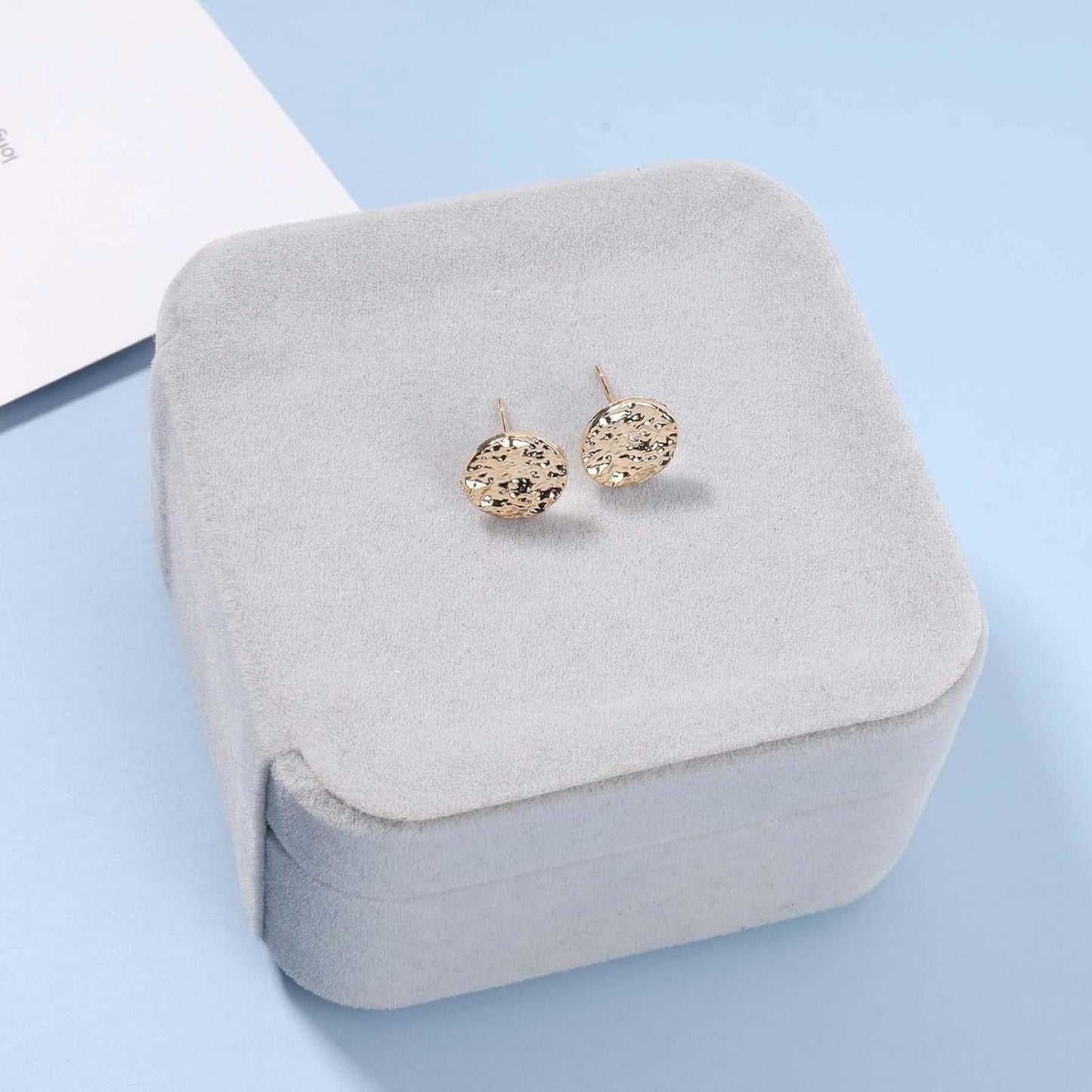 Boho Disc Coin Studs Earrings Gold Hammered Coin Earrings Tiny Circle Earrings Studs Minimalist Geometric Earrings for Women and Girls Gifts