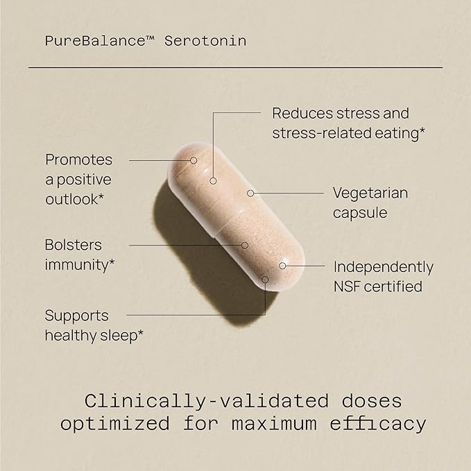Quality of Life Pure Balance Serotonin Premium–Helps Boost Serotonin & Cortisol Levels - Includes 5-HTP, Venetron, Sensoril, Vitamin D3 & L-Theanine–60 Capsules