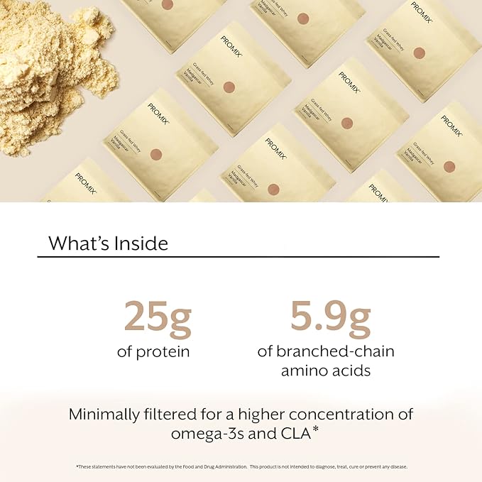 Promix Whey Protein Powder, Vanilla - 2.5lb Bulk - Grass-Fed & 100% All Natural - Post Workout Fitness & Nutrition Shakes, Smoothies, Baking & Cooking Recipes - Gluten-Free & Keto-Friendly
