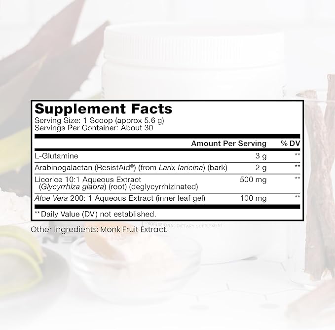 Pure Therapro Rx Leaky Gut Defense - Gut Health Supplement with L-Glutamine, Licorice Root Extract, Aloe Leaf, Arabinogalactan- (30 Servings, 168g)