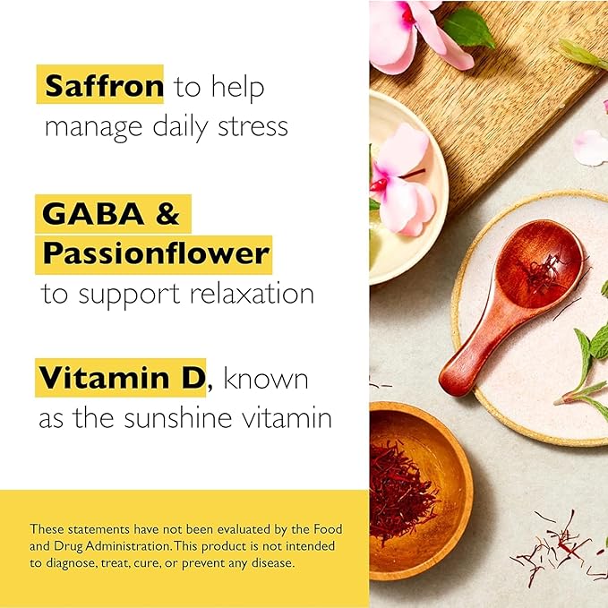 RESCUE Bach Plus Mood & Stress Support Gummies, Daytime Dietary Supplement with Passionflower, GABA, Saffron & Vitamin D, Natural Orange Flavor, Vegan & Gluten-Free, 3 Pack, 180 Count Total