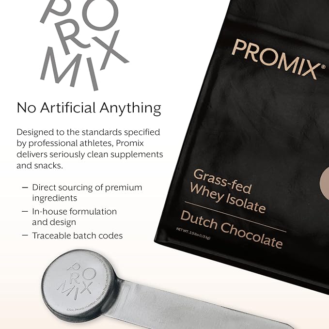 Promix Whey Protein Isolate Powder, Chocolate - 5lb Bulk - Grass-Fed & 100% All Natural - Post Workout Fitness & Nutrition Shakes, Smoothies, Baking & Cooking Recipes - Gluten-Free & Keto-Friendly