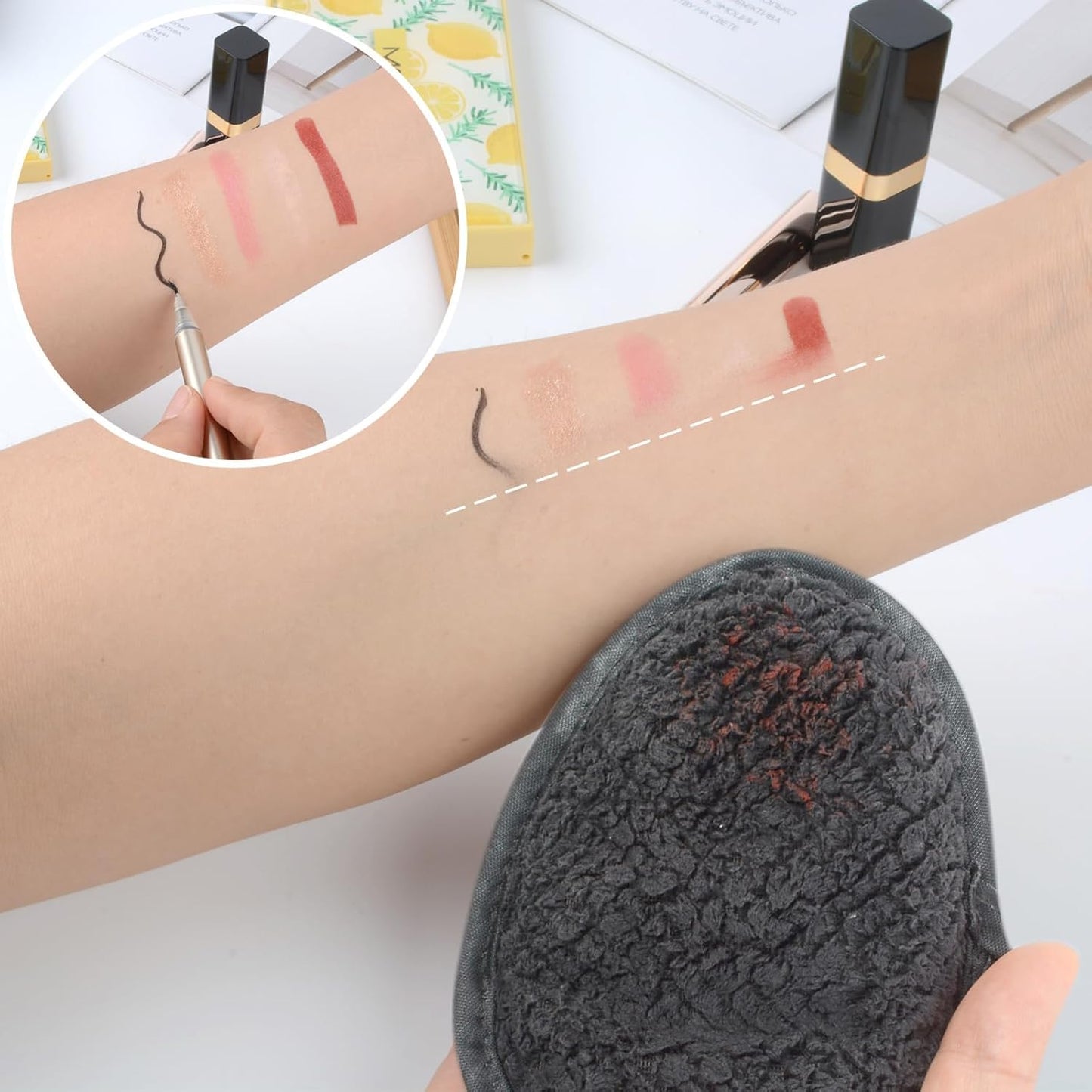 SINLAND Reusable Makeup Remover Pads For Face,Eye,Lips Microfiber Gentle Facial Cleansing Cloths for All Skin Types Friendly for Makeup Remover With Laundry Bag 5.1inchx3.93inch Gray Pack of 6